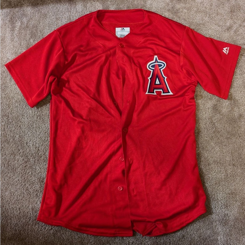 Majestic Los Angeles Angels Red Baseball Jersey Size Small
